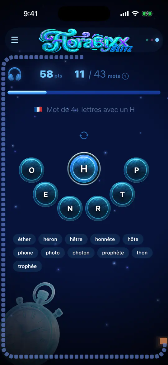 Une partie en mode Blitz, avec le compte à rebours.